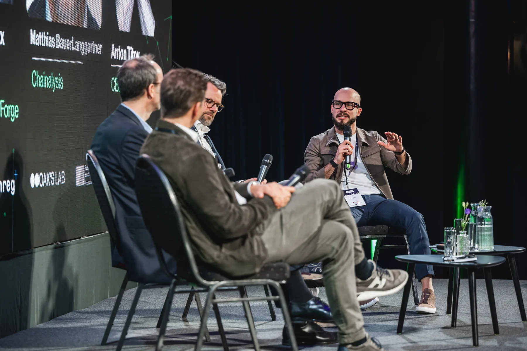 Anton Titov speaking during the Crypto & Blockchain Infrastructure panel at UnBundled in Prague.